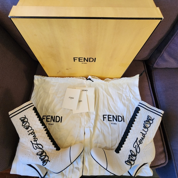 FENDI Tronchetto Printed Embroidered Accent Sock Boots - Picture 2 of 8